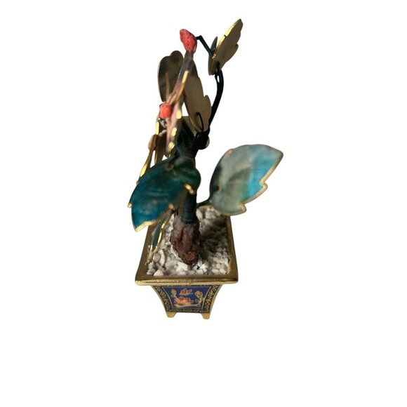 Chinese Brass Enamel Floral Bonsai Tree Plant Figurine Statue GORGEOUS - Picture 6 of 13